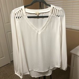 Lily White Sheer V-Neck Blouse - White